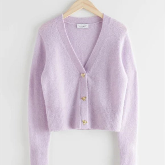 & Other Stories Sweaters - & Other Stories Bee Button Alpaca Blend Cardigan in Lilac